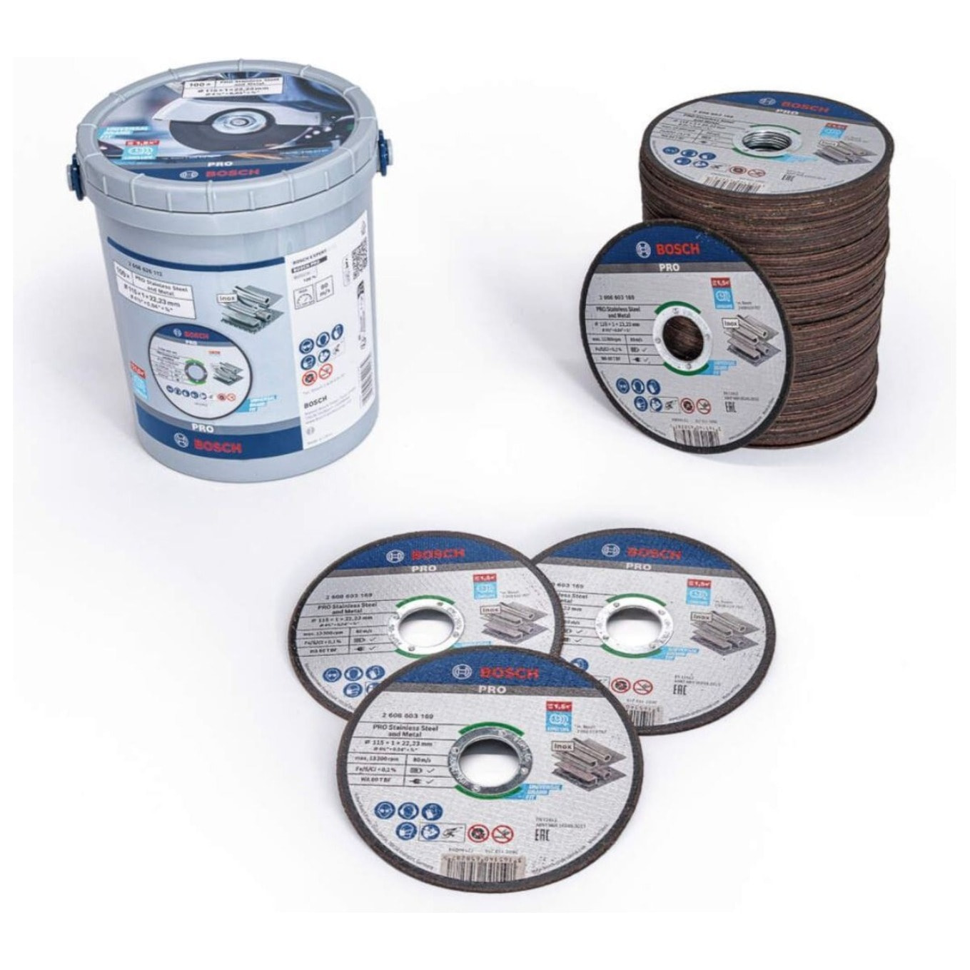 100 Disques à tronçonner PRO Inox & métal ø125x1.6mm - BOSCH - 2608626114