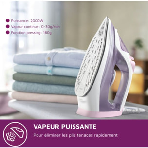 Fer à repasser PHILIPS DST3010/30 fer à vapeur Série 3000 mauve et blanc, 2000W