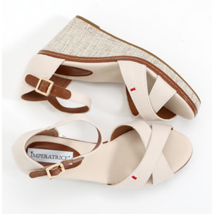 Sandali in tessuto con zeppa