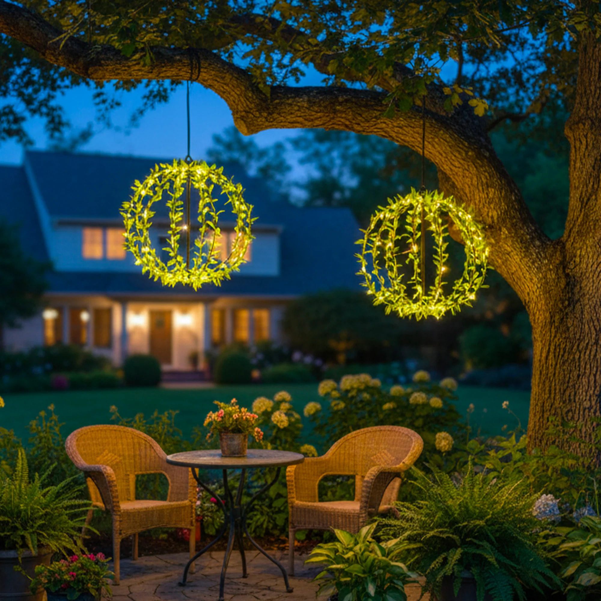 2 boules solaire feuille BALL FESTY D30CM