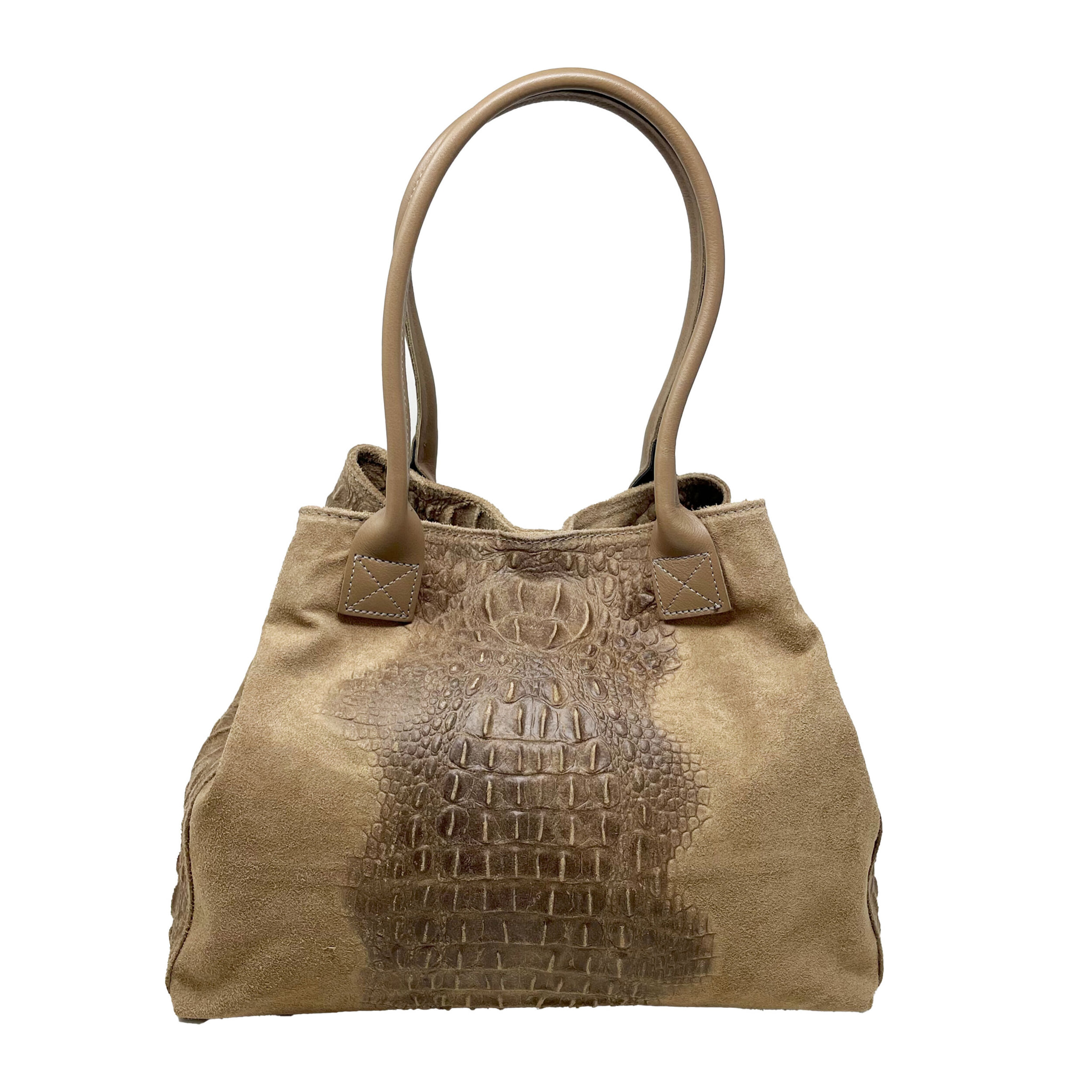 Chicca Borse - Borsa a Spalla Donna in Vera Pelle - Colore Cocco Fango