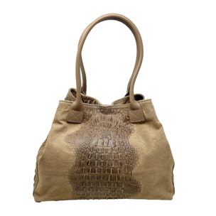 Chicca Borse - Borsa a Spalla Donna in Vera Pelle - Colore Cocco Fango