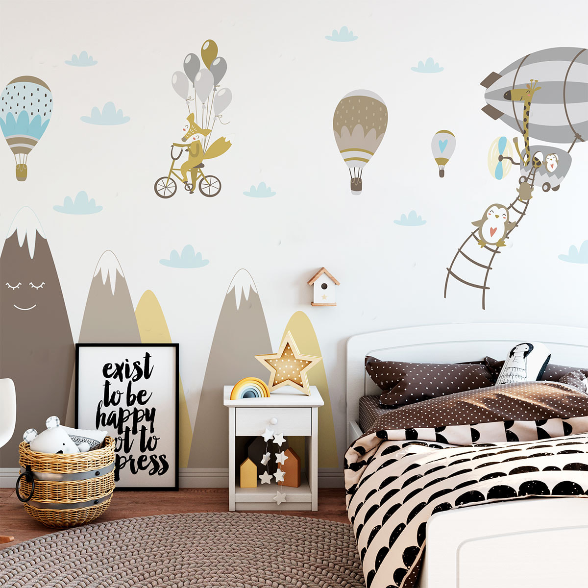 Stickers muraux enfants - Décoration chambre bébé - Autocollant Sticker mural géant enfant montagnes scandinaves ANIMAUX DU CIRQUE