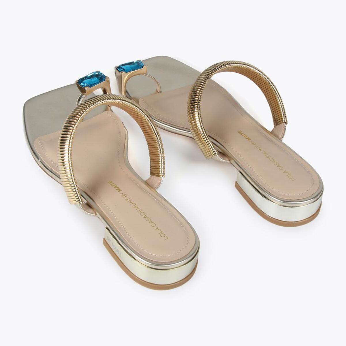 Sandali metallizzati anello gioiello