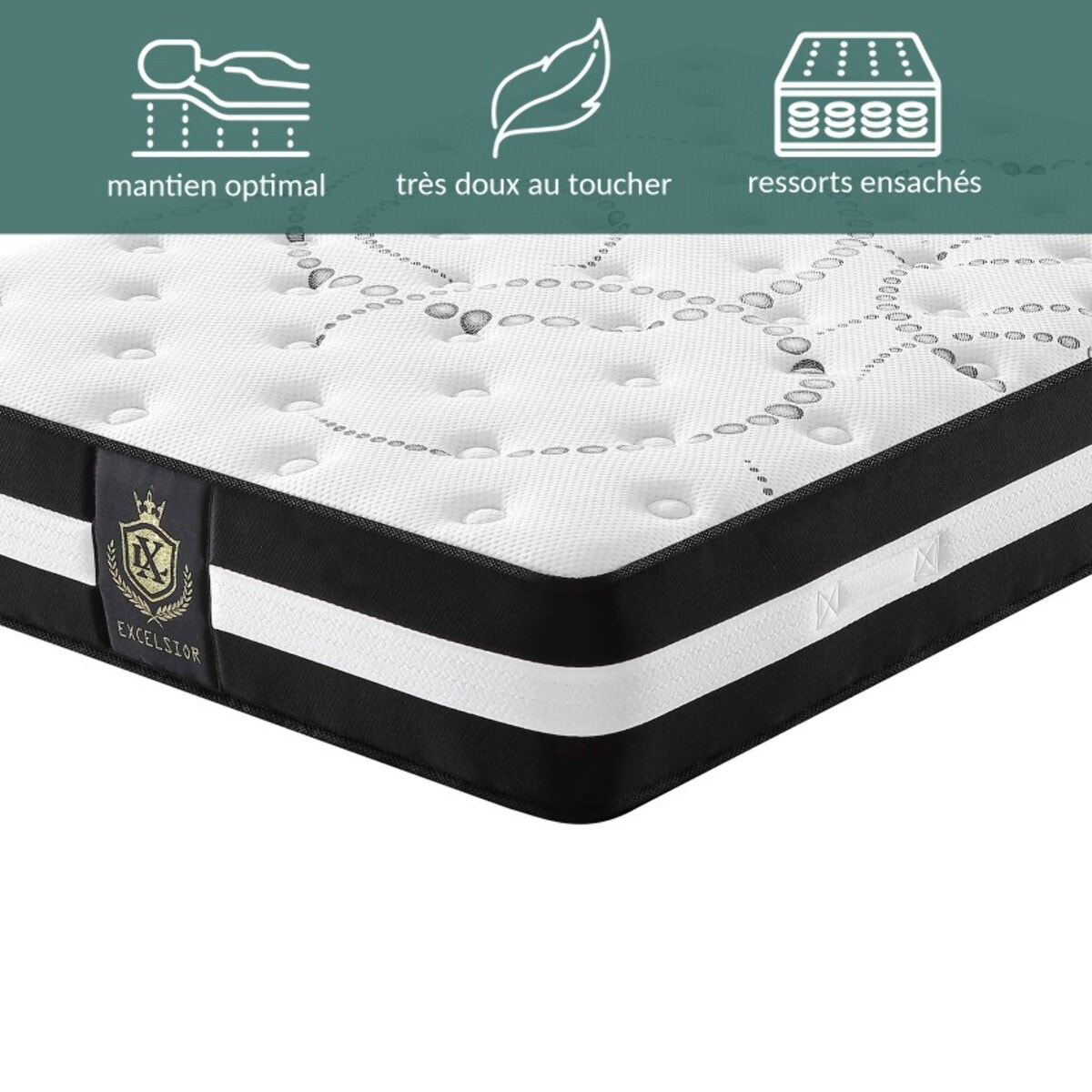 Ensemble lit coffre avec tête de lit & matelas | Mémoire de forme et ressorts ensachés | Espace de Stockage jusqu'à 900 L | Robuste et Large Angle d’Ouverture | Bois et métal | Bois clair