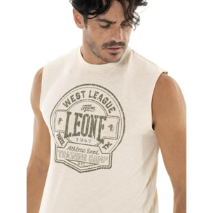 T-shirt smanicata da uomo in cotone Leone Military 1947