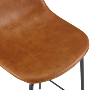 Lot de 2 chaises de bar 75 cm en cuir synthétique camel - Henrik