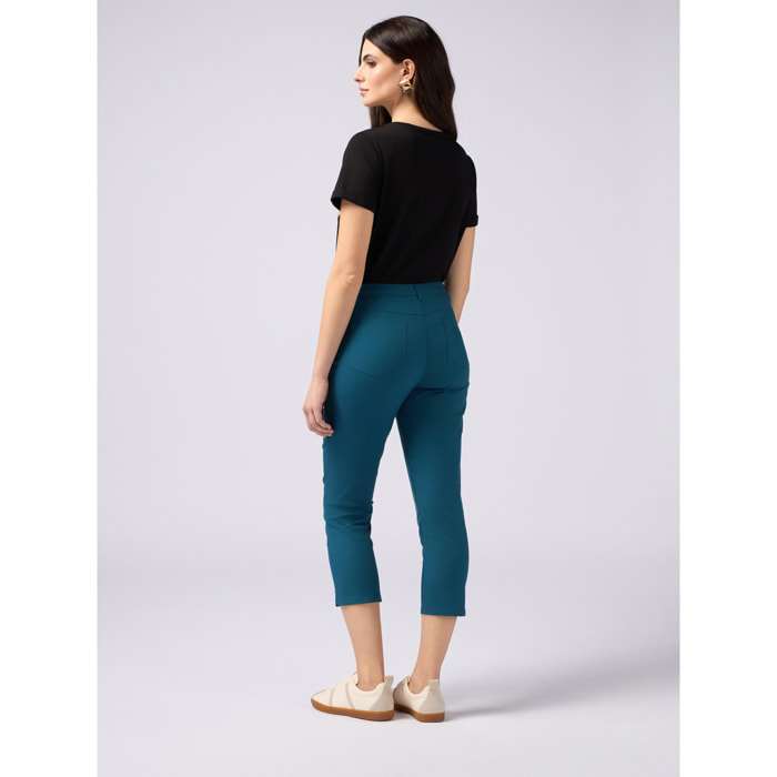 Oltre - Pantalones cropped de mezcla de algodón - Petrol Blue