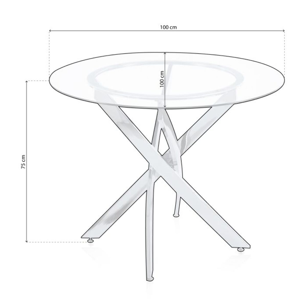 Mesa redonda Thunder Cristal - Cromo