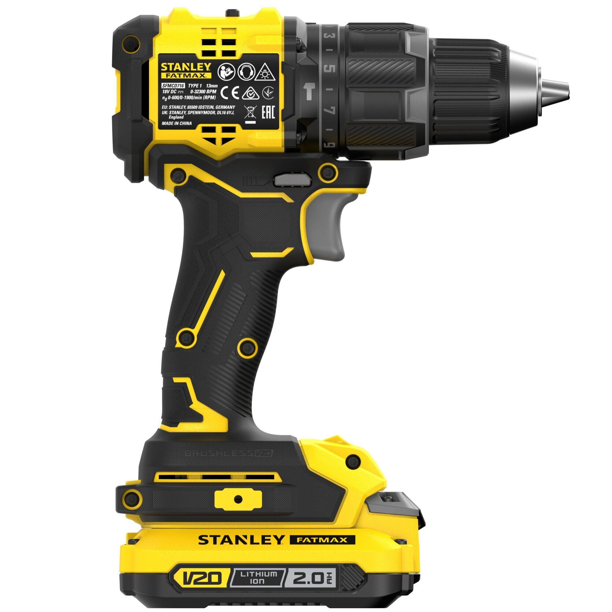Perceuse visseuse à percussion 60Nm Brushless V20 FatMax 18V avec 2 batteries 2Ah en malette Pro-Stack