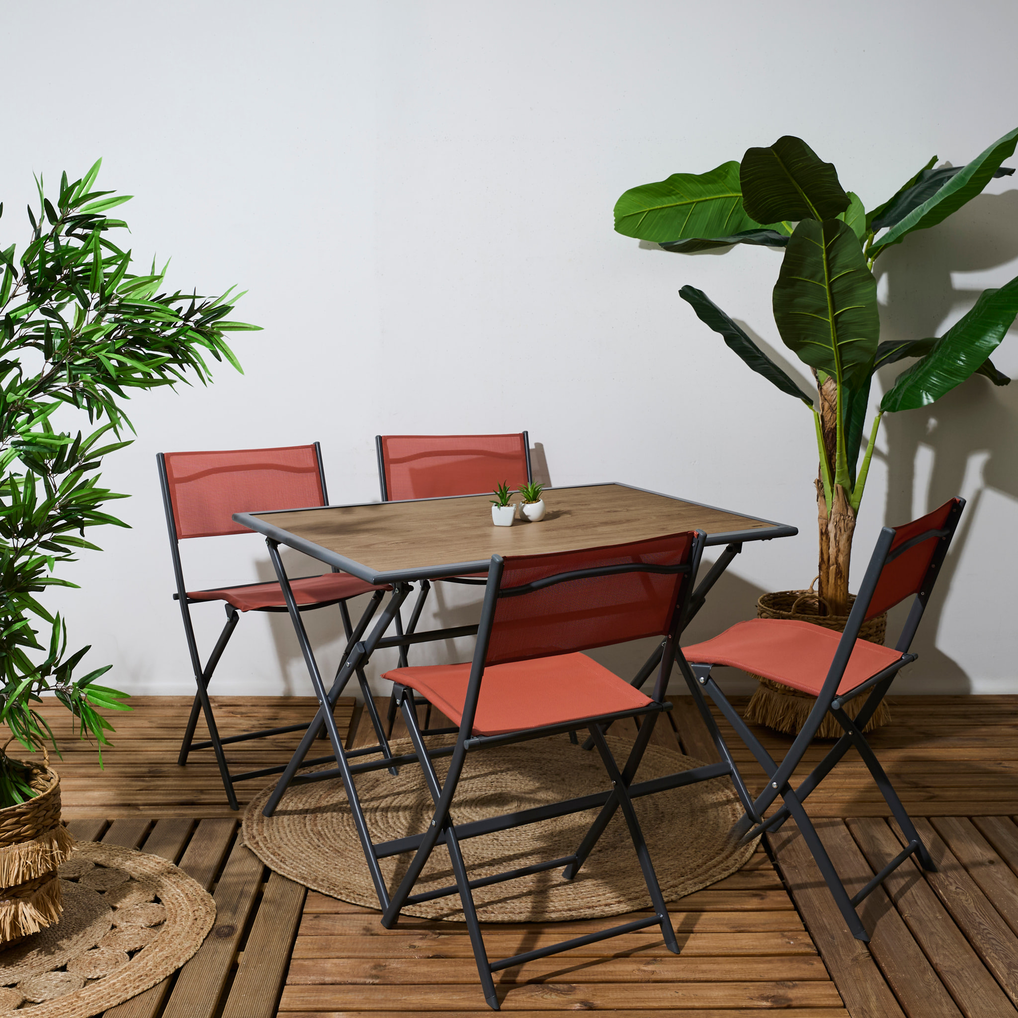 Table Metal Effet Bois Barcelone 110x70