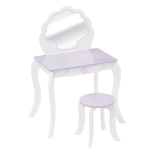 Coiffeuse et tabouret enfant "Sirène" L70,5cm blanc