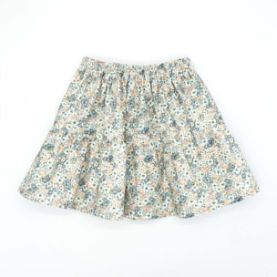 Falda con goma de viella estampada de flores verde