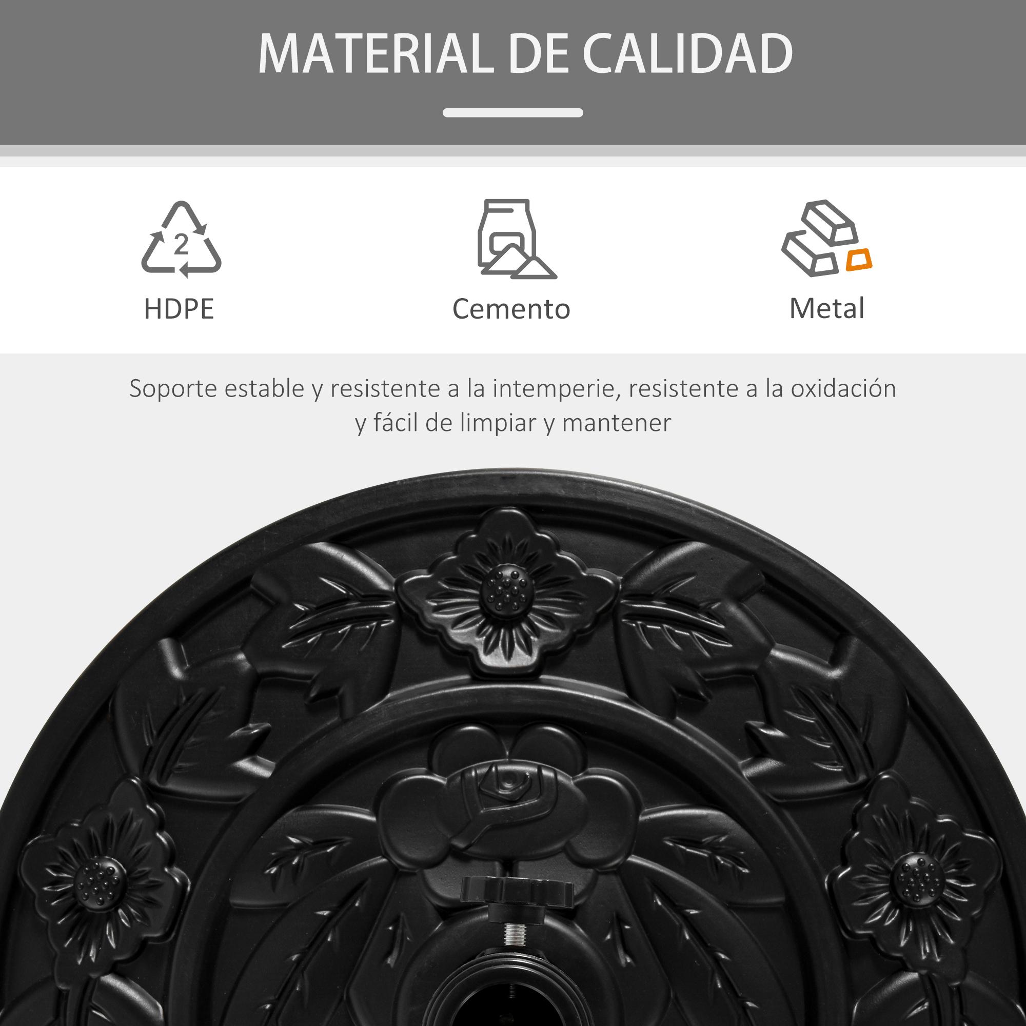 Soporte De Sombrilla Ajustable De Hdpe Φ50x32x32cm Negro