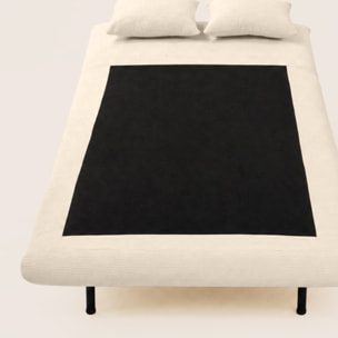 Lumi - Banquette convertible clic-clac 1 place en velours côtelé - Beige
