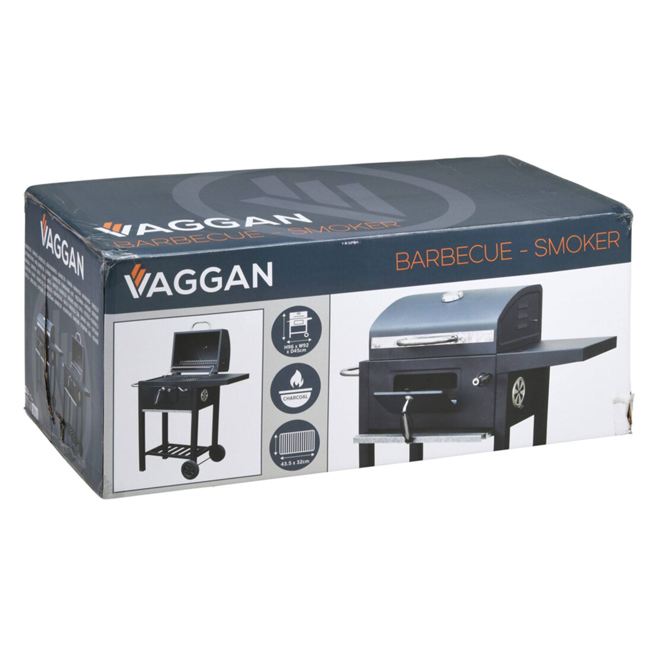 Well home - barbacoa de carbón color negro con doble parrilla y mesa auxiliar h.96cm