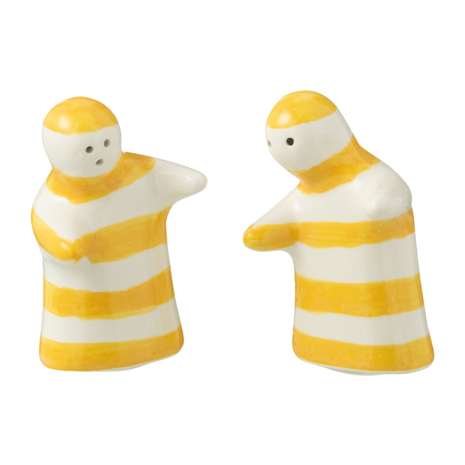 J-Line salière + poivrière Granada Stripes - céramique - blanc/jaune