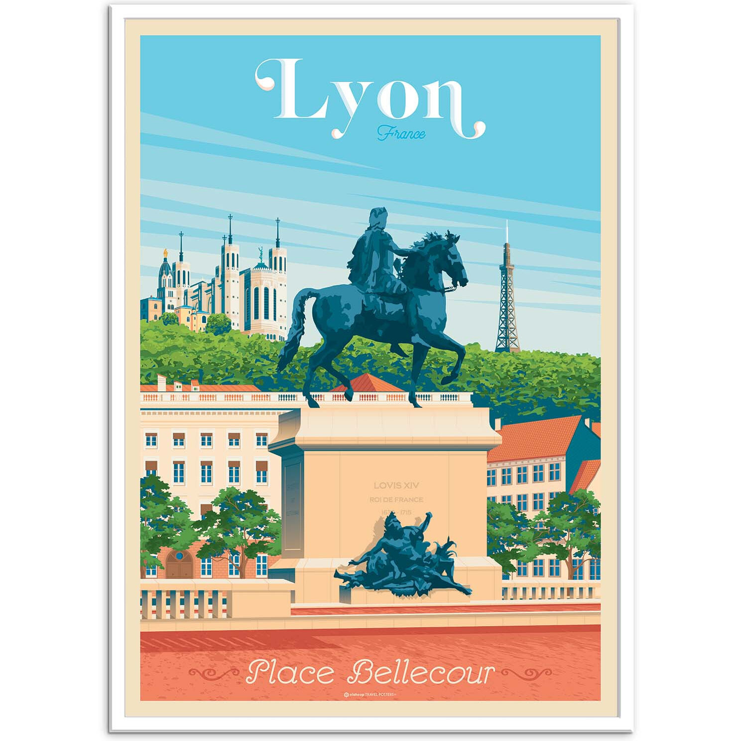 Affiche - Lyon Place Bellecour - Olahoop Travel Posters