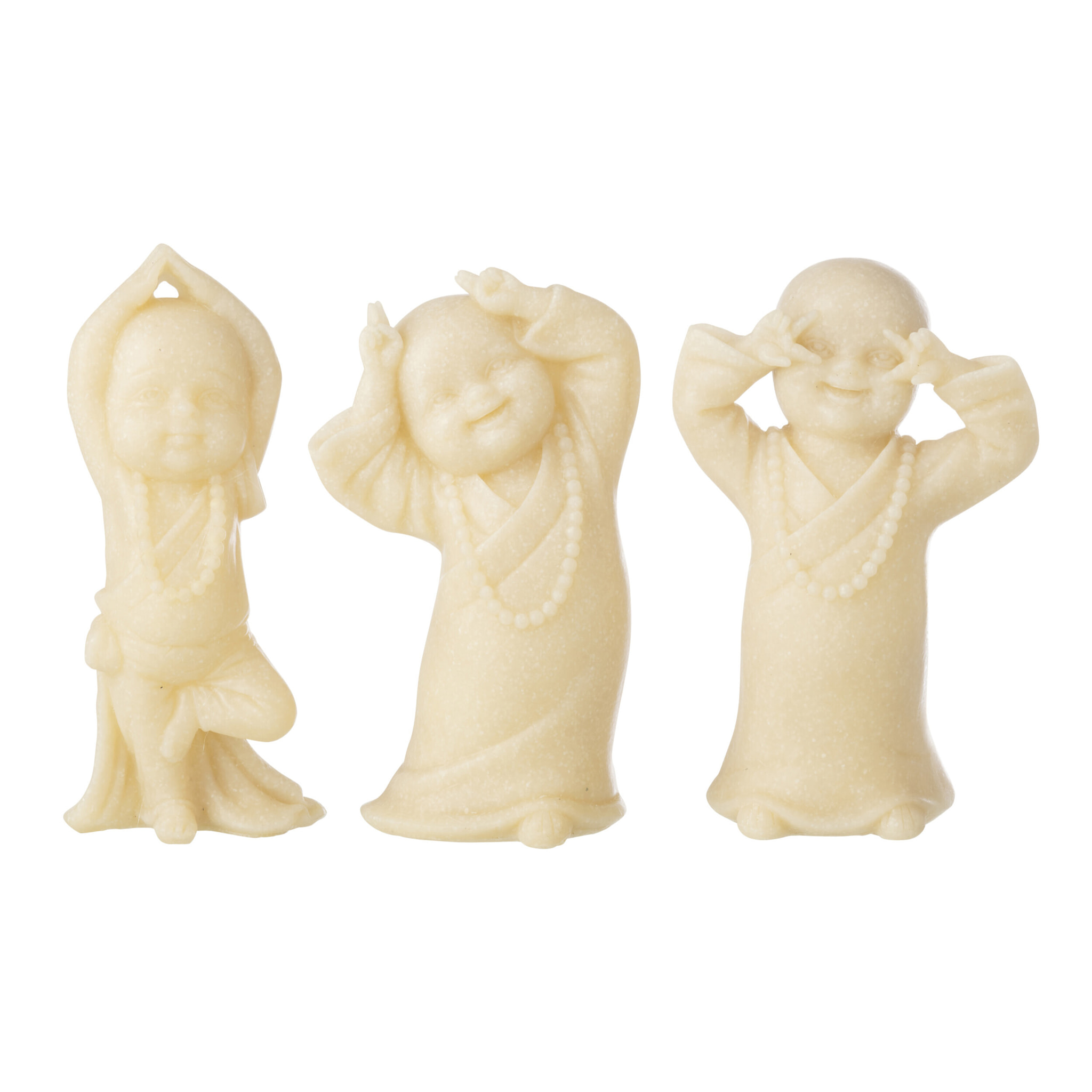 J-Line Moine Amusant décoratif - polyrésine - jaune - 3 pièces