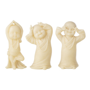 J-Line Moine Amusant décoratif - polyrésine - jaune - 3 pièces