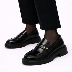 Mocassini con borchie - tacco 4,0 cm