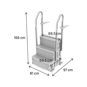 Escalier échelle simple de piscine "Nathan" - 3 marches - en plastique