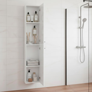 Mobile Bagno Sospeso Armadietto A Colonna Armadio Pensile Sospesa 2 Ante 4 Ripiani Elegante Minimal 30 x 25.5 x 150 cm Bianco Lucido Laccato
