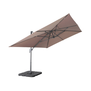 Parasol déporté rectangulaire 3x4m – Antibes – taupe – parasol déporté. inclinable. rabattable et rotatif à 360°