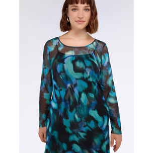 Fiorella Rubino - Vestido largo de tul con estampado degradado - Petrol Blue