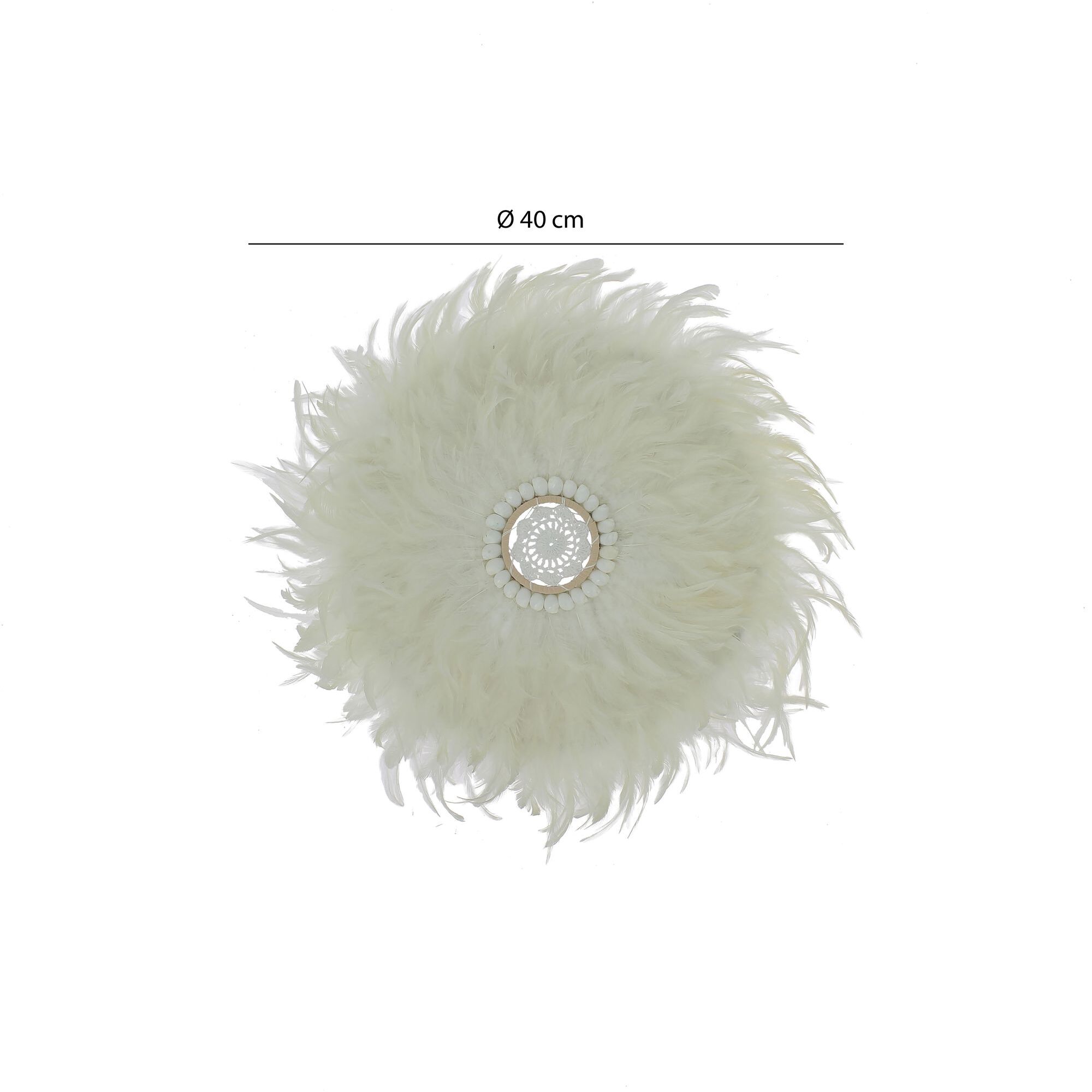 JUJUHAT DECORATION EN PLUMES BLANCHES ET COQUILLAGES Ø40 CM KAPAU