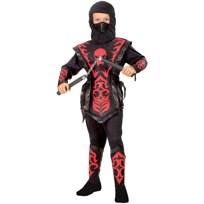 Costume Carnevale Skull Ninja Nero Rosso Bambino