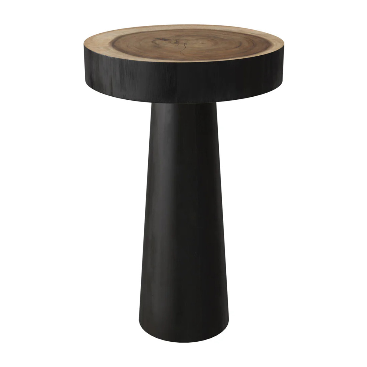 Table d'appoint ronde noire en bois de suar D35 cm - Janah