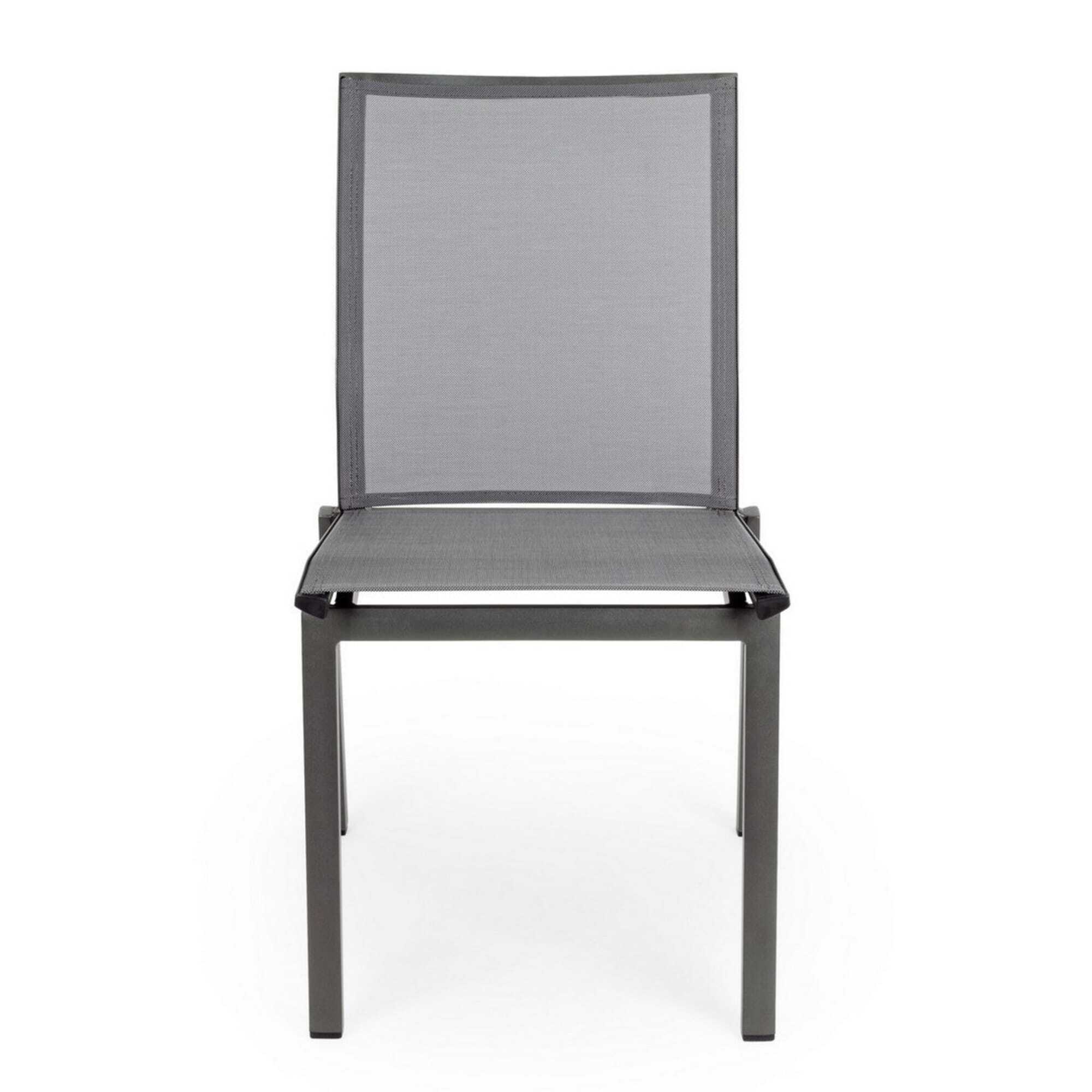 Set 4 sedie da giardino ZARAGOZA in textilene e alluminio antracite, impilabile