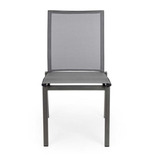 Set 4 sedie da giardino ZARAGOZA in textilene e alluminio antracite, impilabile