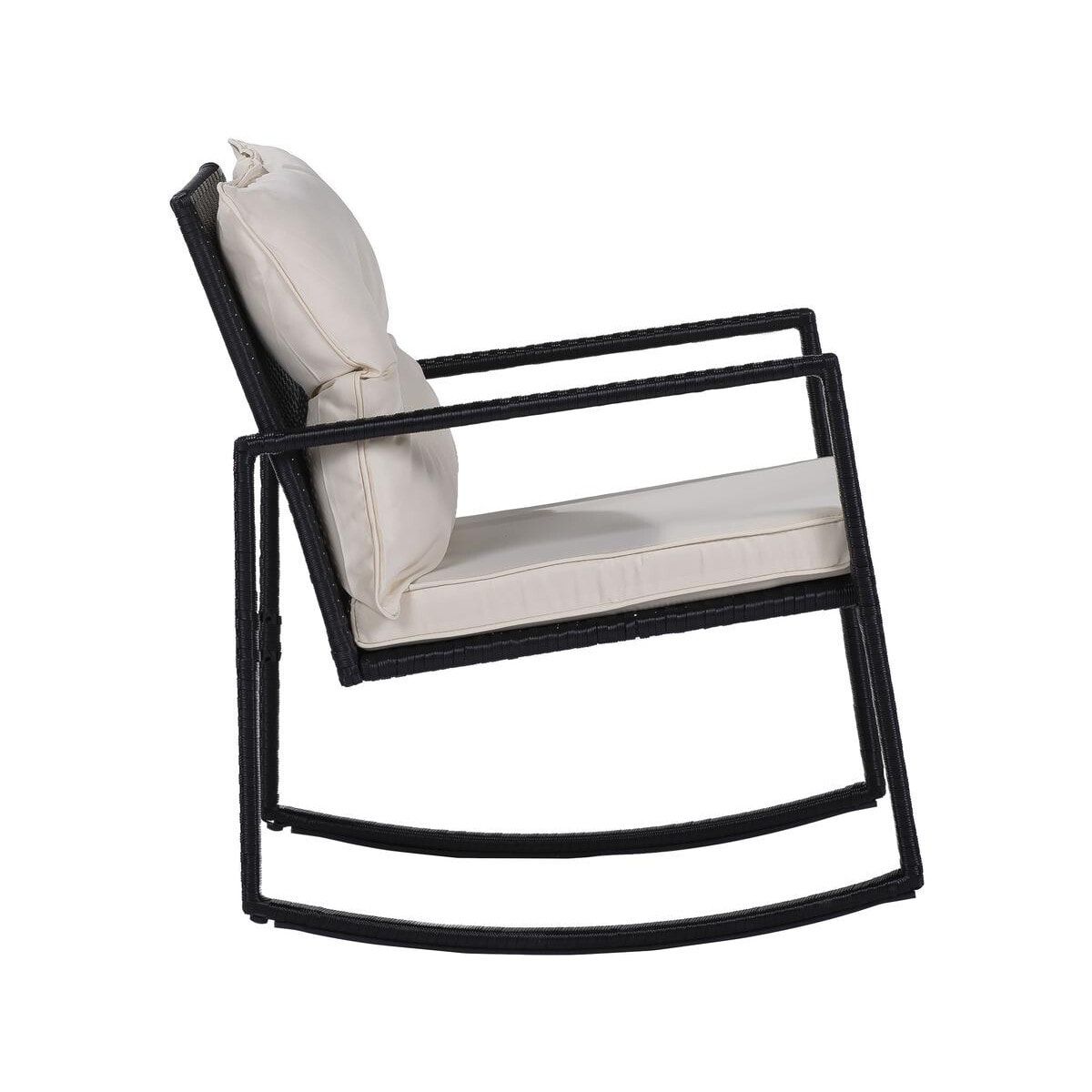 Salon de jardin avec  2 fauteuils à bascule "Sami" - Noir/beige
