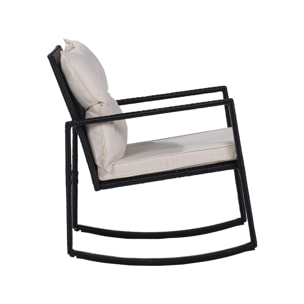Salon de jardin avec  2 fauteuils à bascule "Sami" - Noir/beige