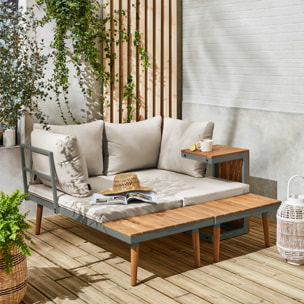 Salon de jardin modulable aluminium et bois d'acacia 4 places SAO PAULO