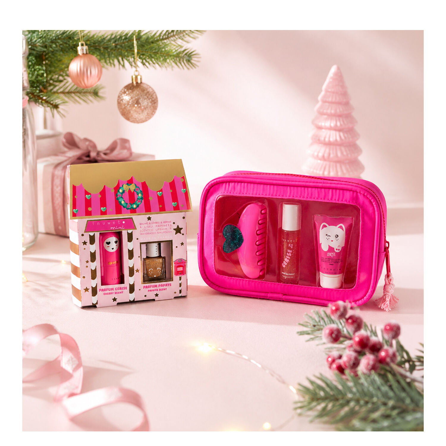 Merry & Glowy - Coffret Baume à Lèvres Nourrissant Parfumé Cerise + Vernis à l'eau Doré