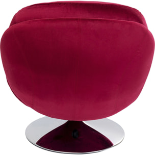 Fauteuil pivotant Cosy velours rouge Kare Design