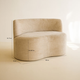 Canapé en tissu bouclette beige et structure en bois 2 places CÔME