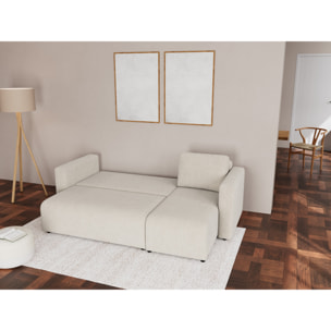 Canopy - canapé d'angle réversible 4 places convertible avec coffre en velours côtelé - Beige