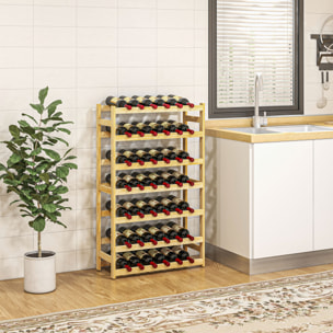 Casier bouteilles vin 42 bouteilles - rack à bouteille en bois 7 niveaux - range bouteille pin verni