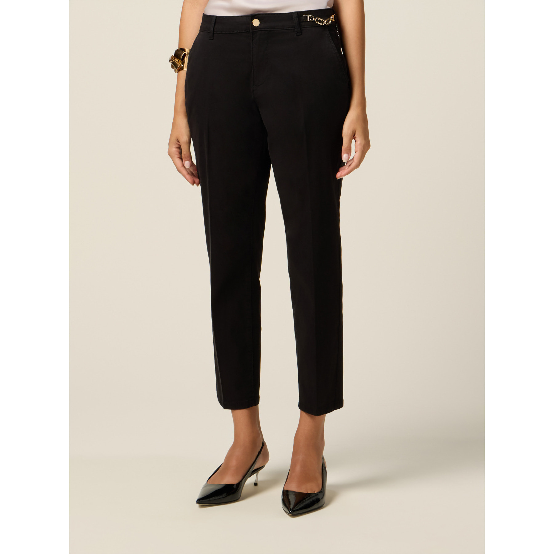 Oltre - Pantaloni chinos in cotone-lyocell - Nero