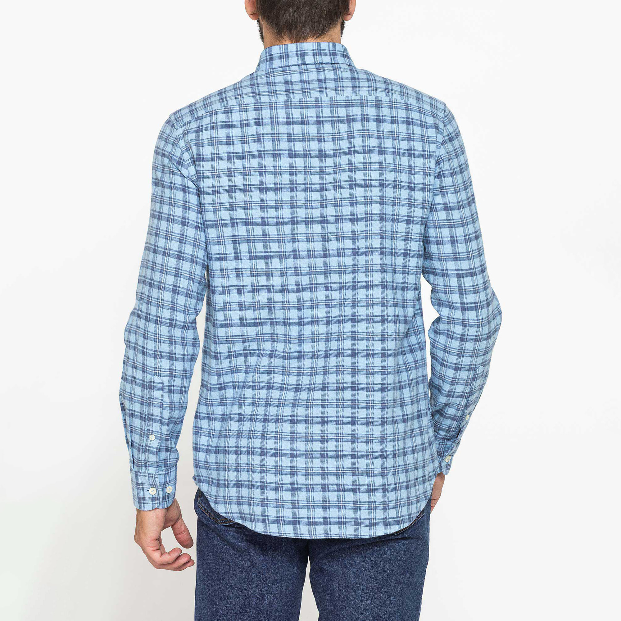 CAMICIA FANTASIA TINTO FILO IN FLANELLA LEGGERA
