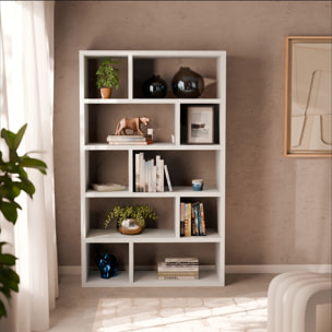 Etagère bibliothèque décor bois asymétrique 5 niveaux 10 compartiments BASIKS