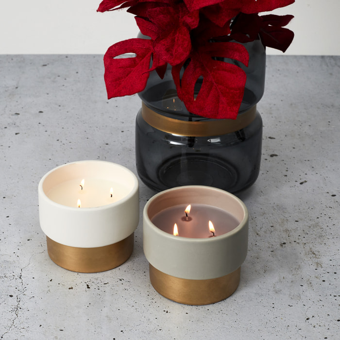 Bougie Parfumee Bicolore Dore D10.5cm