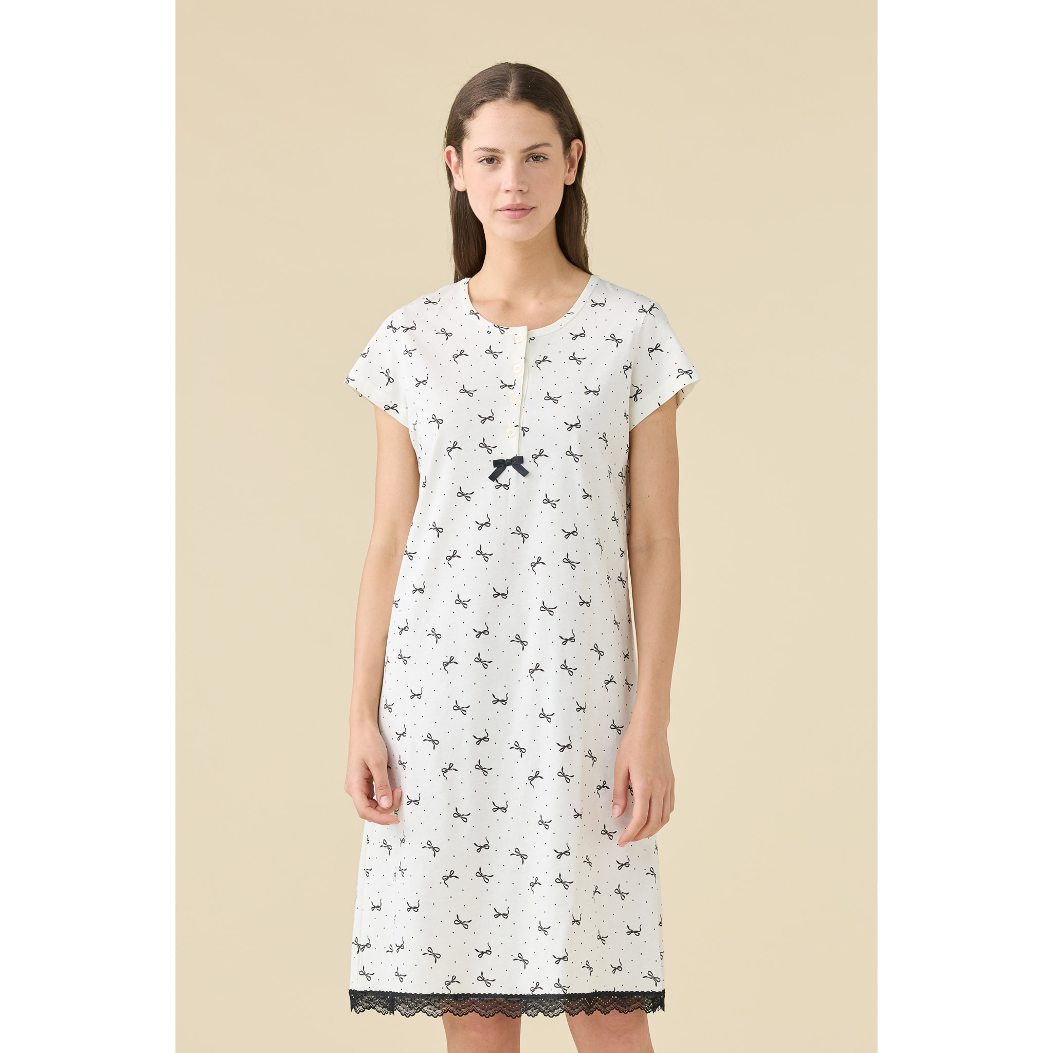 Camicia da notte donna estiva in cotone articolo cherie. Noidinotte