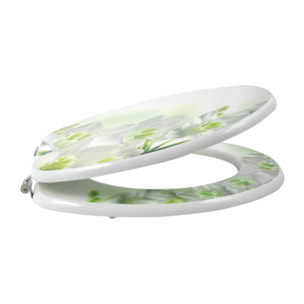 Abattant wc MDF Sofaà¯a à  Motifs Fleurs - Charnières Inox MSV