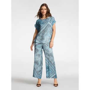 Elena Mirò - Blusa de satén de viscosa estampada - Azul