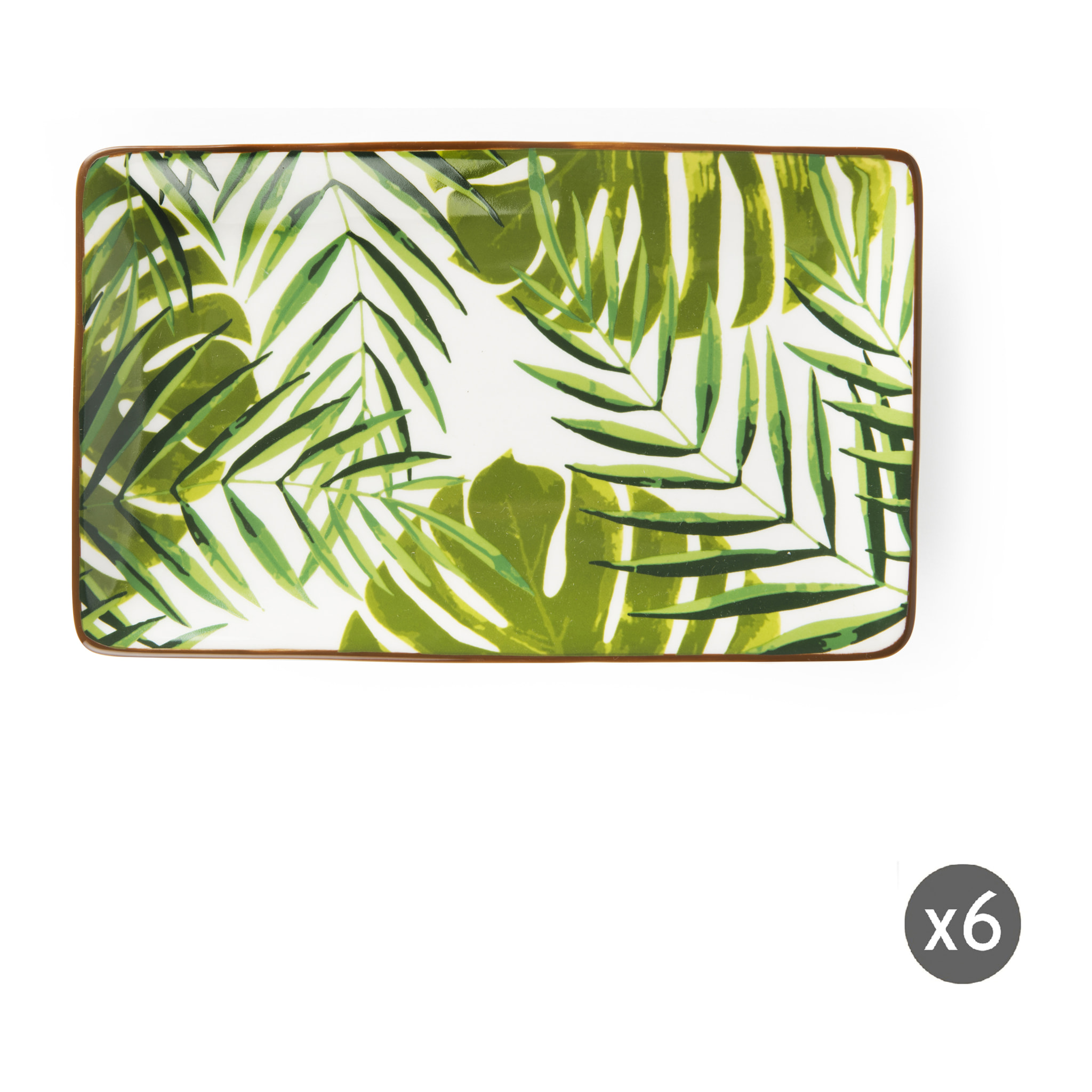 Set de 6 assiettes de service en céramique Excelsa – Foliage, 20x12,5 cm, Vert